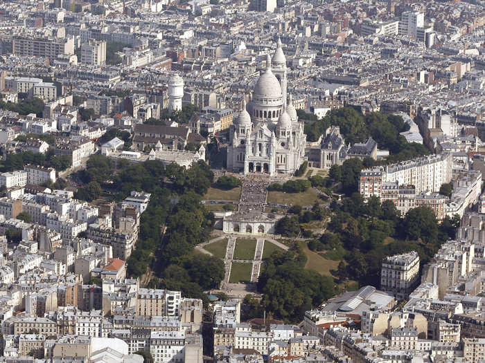 The 200-plus steps up to the Sacré-Coeur Basilica, in Montmartre, don
