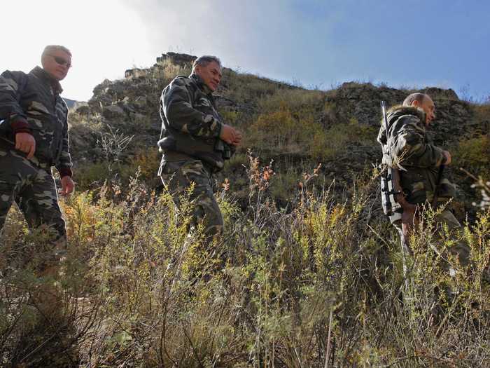 Here Putin goes on an expedition to inspect the snow leopard