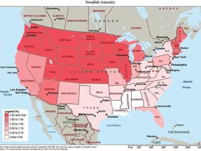 4,293,208 Swedish are found in similar places, but also New England