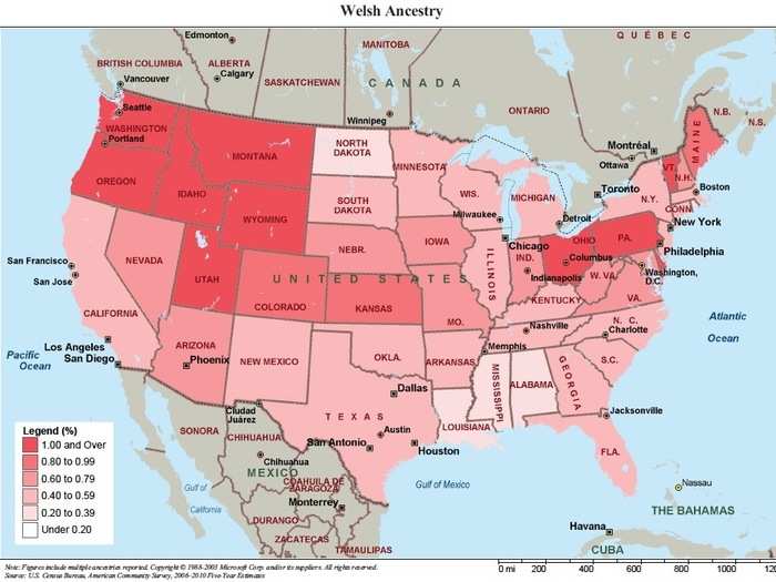 1,922,914 Welsh live in similar places to the English and Scots