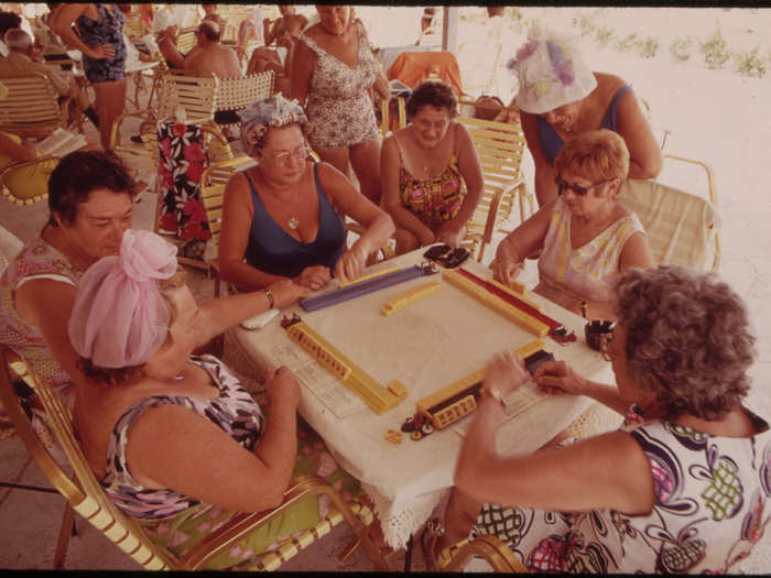 Playing "Mah-Jong" at the Clubhouse of the Century Village Retirement Community. (West Palm Beach)