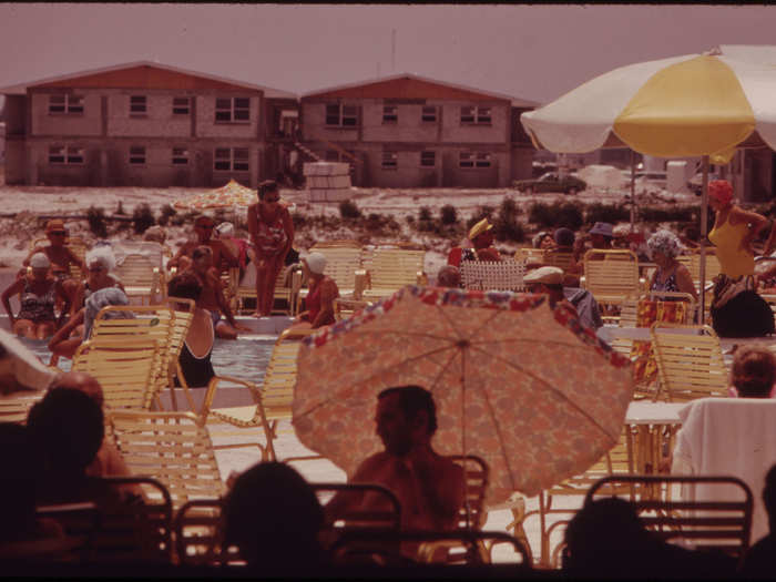 Residents of Century Village at Poolside. The Entire Village of 7,838 Units (Individually-Owned Condominiums) Was Due for Completion in the Spring of 1974. (West Palm Beach)