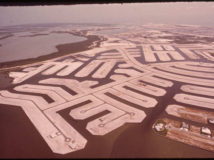 Marco Island Land Development on the Southwest Florida Coast. Many Coastal Developers Dug Channels for Waterfront Property Lots.