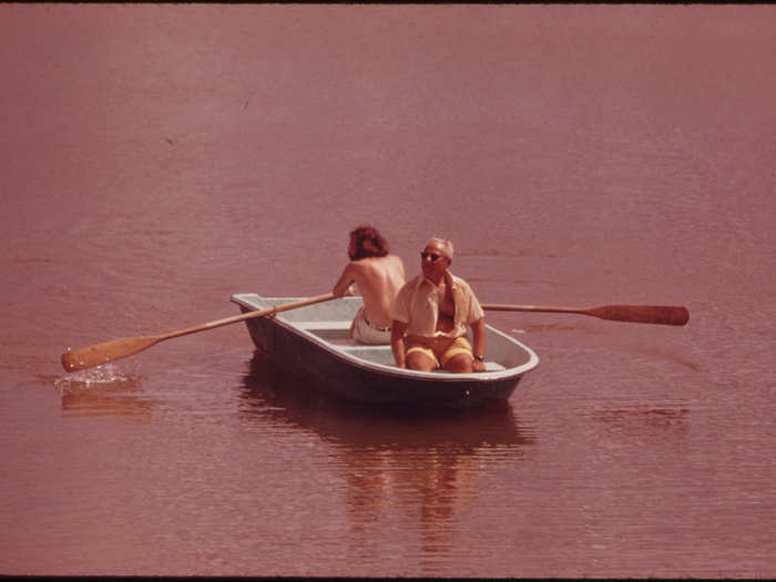 Boating on One of the Lakes in Century Village Retirement Community. (West Palm Beach)