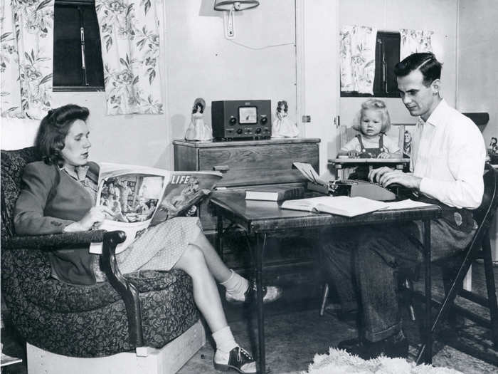 The university had separate housing for married students and families, as seen in this 1946 photo.