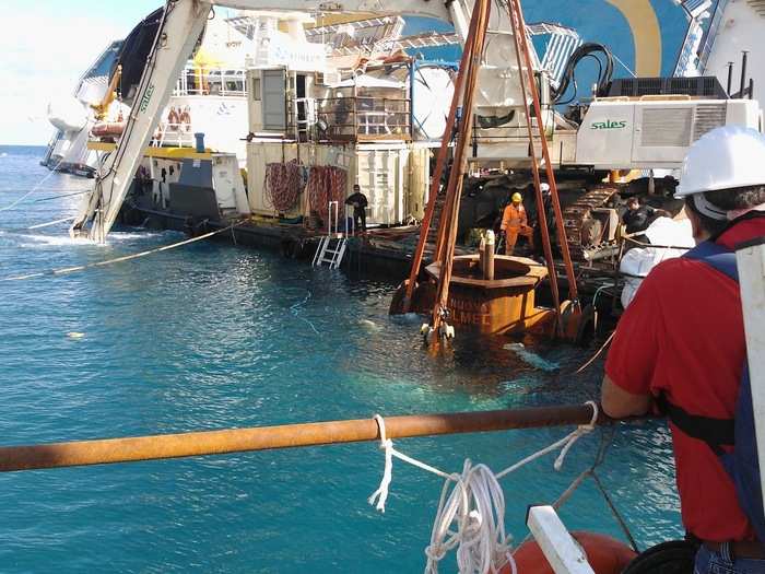 After the wreck, workers raced to secure the ship. They worked around the clock, 24 hours a day and 7 days a week.