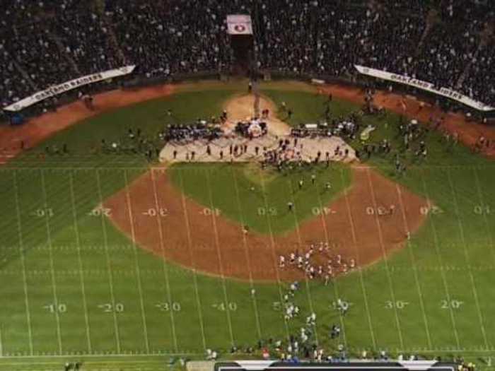 NFL games being played on dirt baseball fields