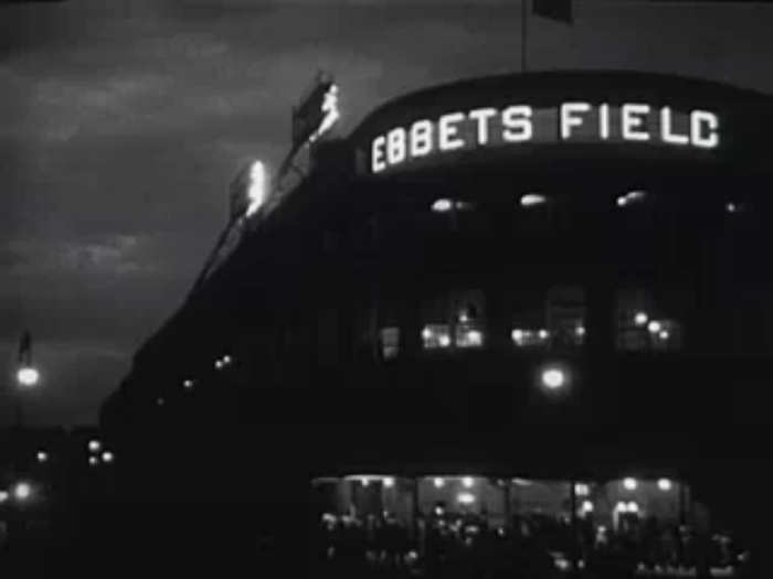 Ebbets Field at night before its demolition