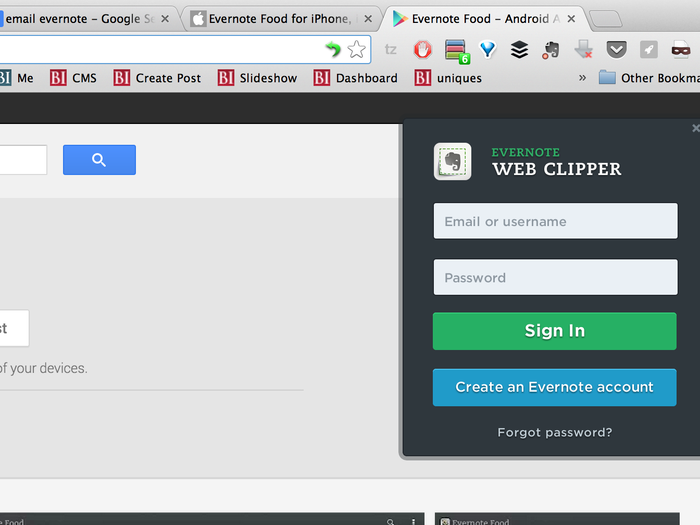 Use the Evernote Web clipper in your browser to quickly save web pages and articles on the go.