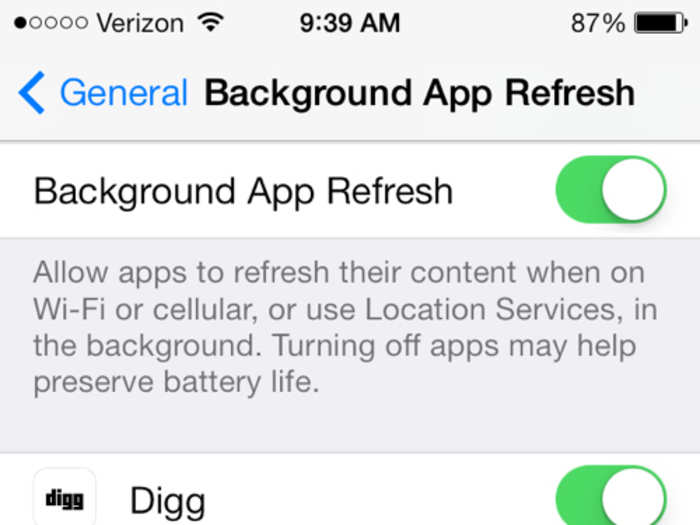 You can tell iOS 7 to automatically update your apps without opening the App Store. Go to Settings > General > Background App Refresh to adjust the settings. You can also choose whether or not you want individual apps to automatically update.