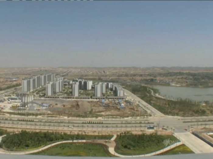 850 kilometers (approx. 530 miles) south of Ordos China is building another city "from scratch."