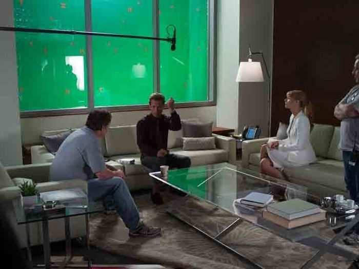 Guy Pearce who plays scientist Aldrich Killian is seen during a meeting with Paltrow.