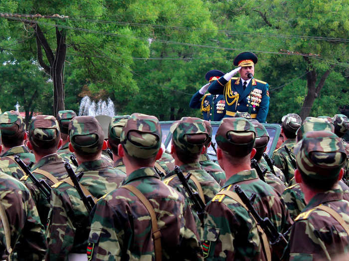 Soldiers on parade during the Independence Day celebrations.