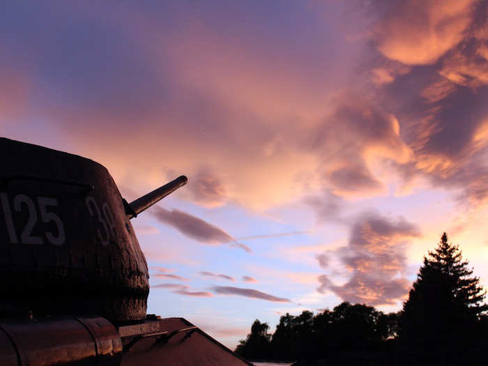 The sun sets over the Park of Peace in Tiraspol.