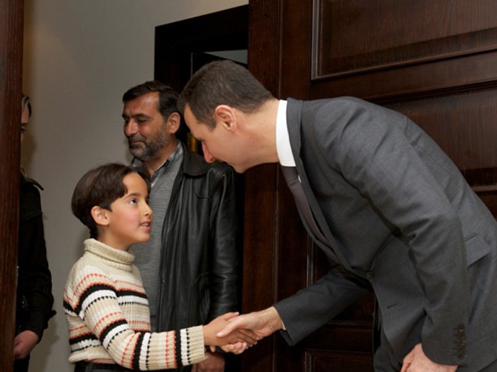 Assad thanks the child of a martyr