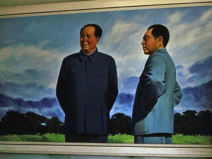 Painting of Mao Zedong and Zhou Enlai, Shenzhen 1980.