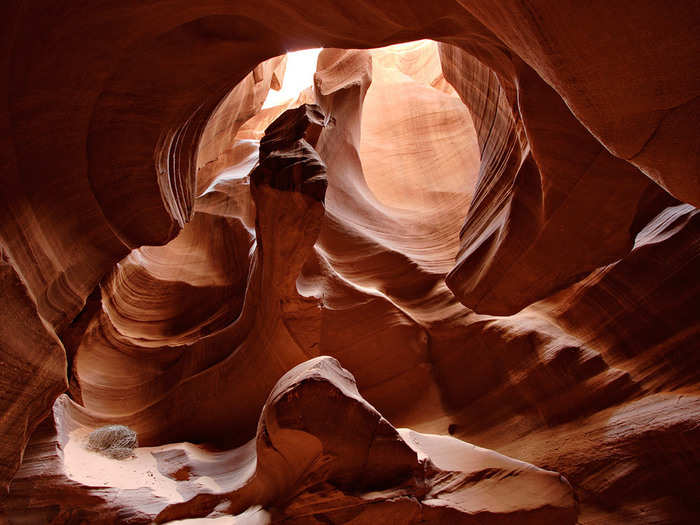 Antelope Canyon in Arizona is the most photographed canyon in the American Southwest. It was formed by flash-flooding and erosion, which gave the rock its smooth, wave-like texture.