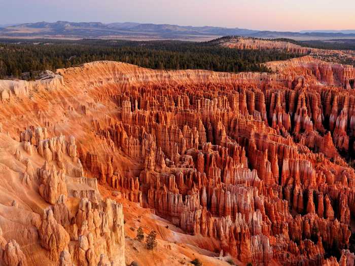 Bryce Canyon in southwestern Utah is home to brightly colored geological structures called hoodoos, formed by frost weathering and erosion.