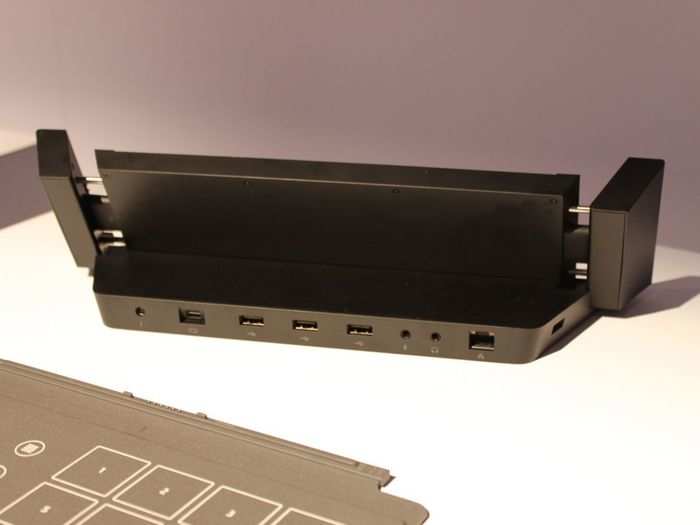 The dock gives you access to a bunch of ports like Ethernet, USB, and HDMI.