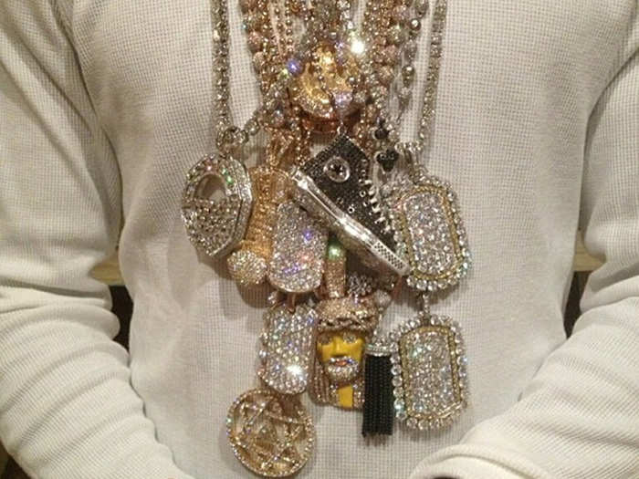 11. He wore all his necklaces at once.