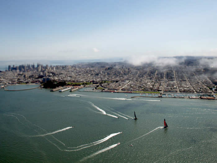 A long view of the city.