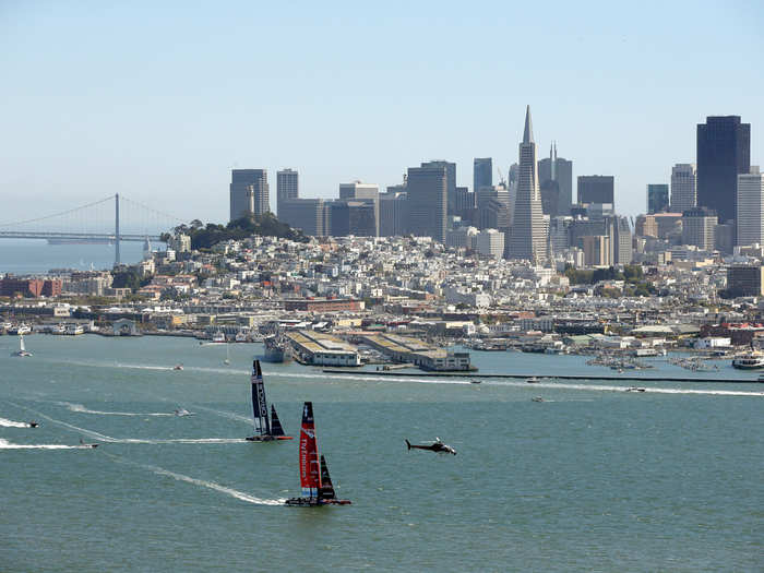 Race 3 with downtown in the background.