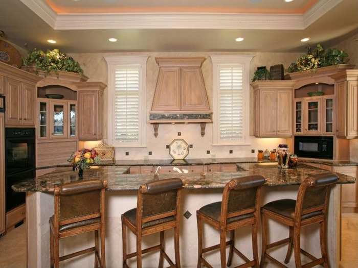 Gourmet kitchen with island countertop