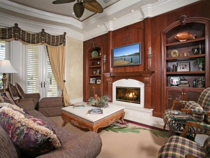 Living room with cozy fireplace