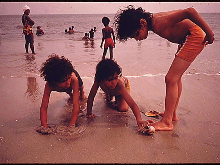 Children at Riis Park, a public beach in Brooklyn.