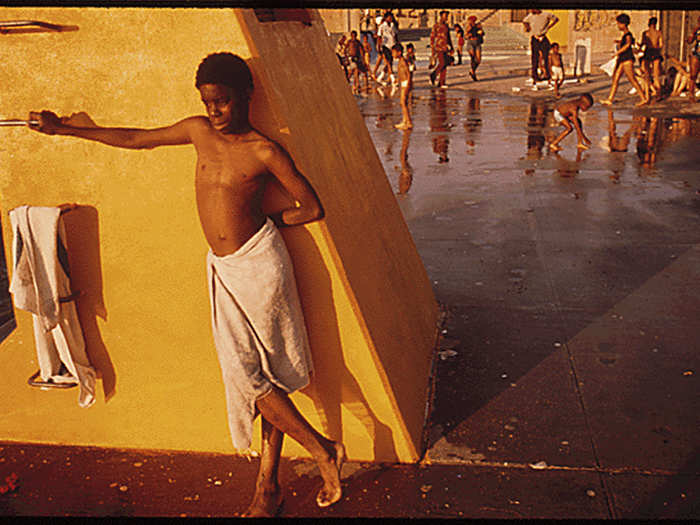 Boy at the Kosciusko Swimming Pool in Bed-Stuy.