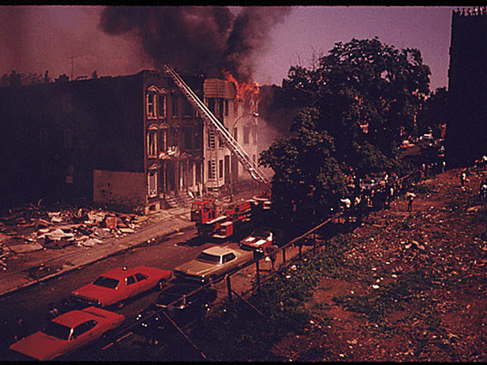 Fire set by the Brooklyn Polytechnic Institute to test wires and insulation in NYC.