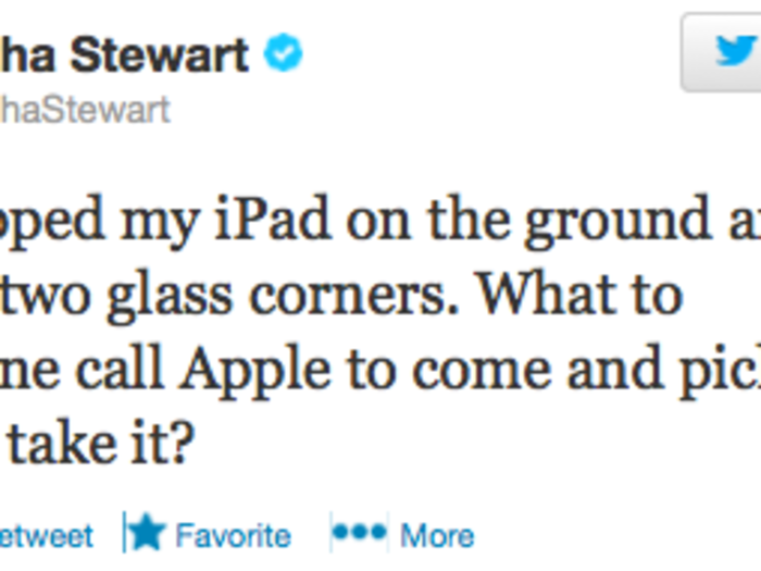 Martha Stewart recently took to Twitter wondering if Apple had a special concierge service to come pick up her broken iPad.