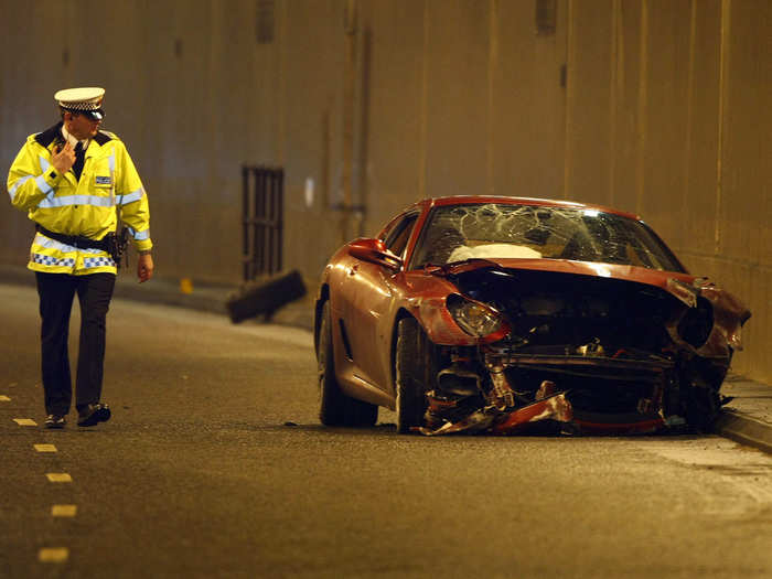 In 2009 he crashed his $320,000 Ferrari in Manchester.