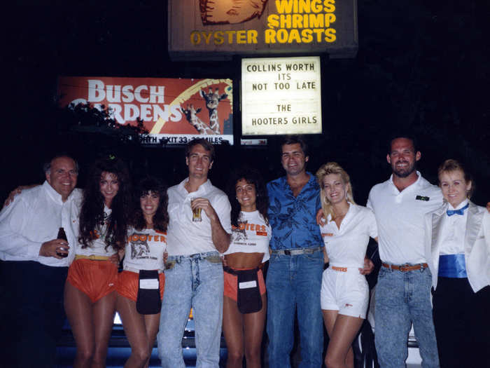 Chris Collingsworth with the Hooters girls.