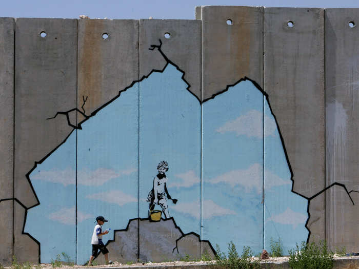 This is one in a series of controversial works he did on the barrier separating Israel and Palestine in 2005.