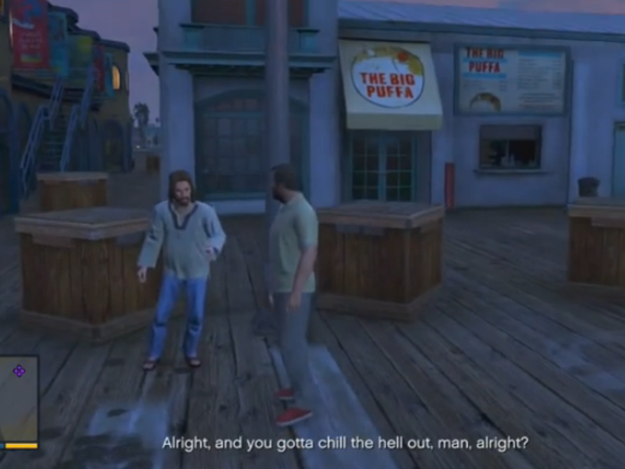 10. A hippie named Jesse — who many are comparing to Jesus — is waiting to hang out on the Los Santos Del Perro Pier.