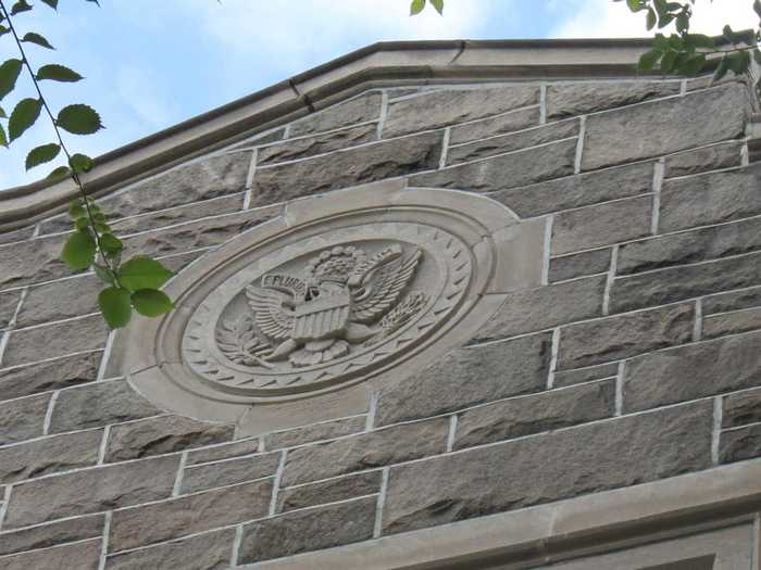 And the right side shows the Great Seal of the United States, demonstrating Fordham