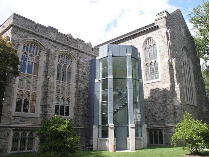 After the tour, we continued to explore campus, discovering this cool architectural integration on the back of Duane Library.