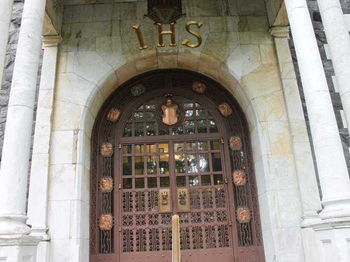 This ornate door to Dealy Hall, a liberal arts building, also caught our eye.