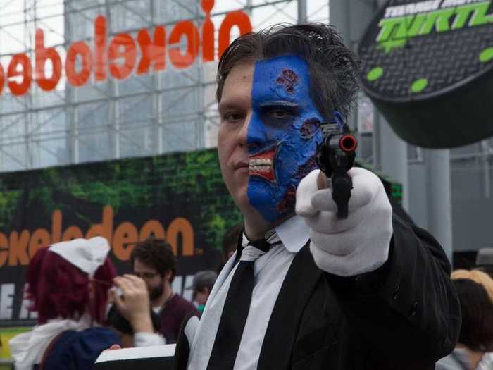 There were a few Harvey Dents walking around as Two-Face, too.