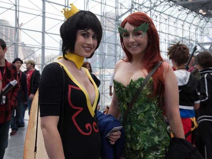 Poison Ivy was a popular look as well. Here she is with another cosplayer.