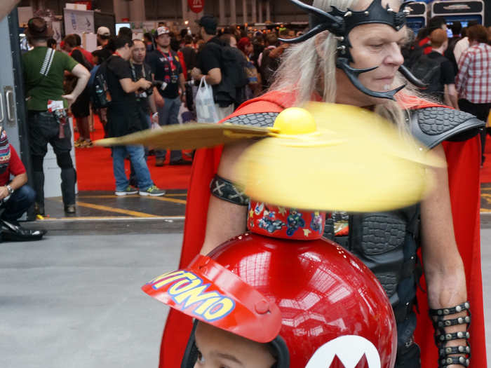 Speaking of Mario, this little boy turned heads with his working hat propeller!