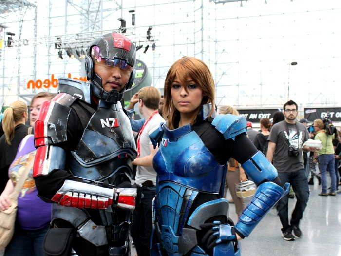 It took six months to make this Commander Shepard outfit and another month to make his companion Ashley Williams from the game "Mass Effect."