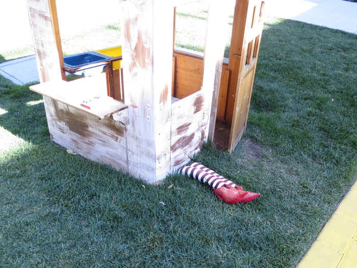 Someone else added the Wizard of Oz house complete with dead witch and ruby red slippers.