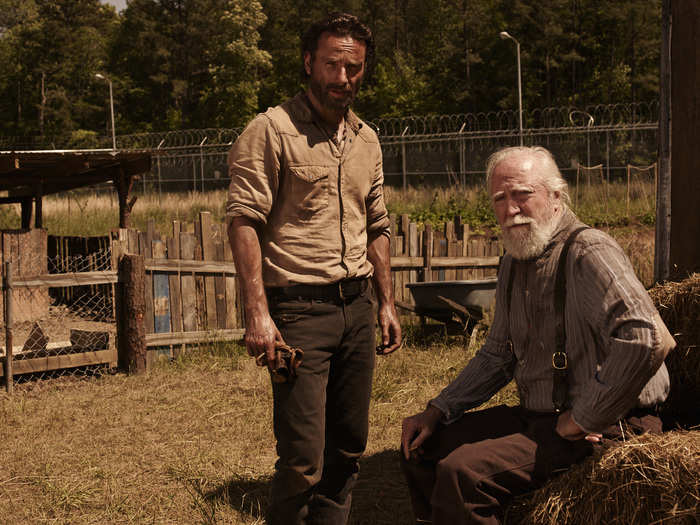 Hershel — now with one leg — stepped in as a temporary leader of sorts helping Rick come back from a dark place after the death of his wife.