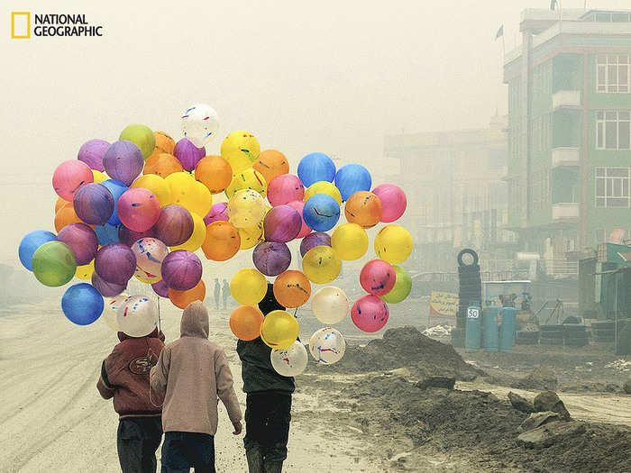 This photographer was on a mission in Afghanistan for the World Food Programme when he spotted these boys. "Winter in Kabul is cold, wet, and usually shrouded in a heavy fog. These lads were walking along the road early in the morning and they made my day."