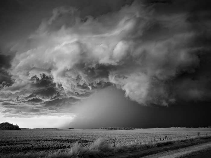 Storms can leave a trail of devastation. On the way back from chasing one storm, Dobrowner saw 100 miles of corn decimated.