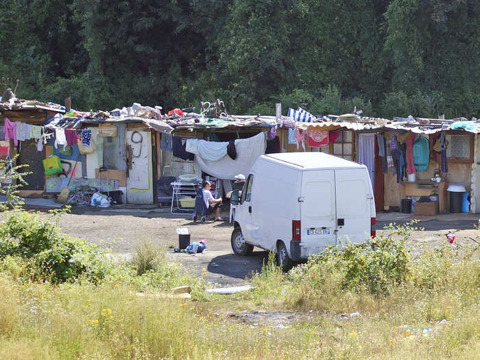 Roma camps lack electricity and running water.