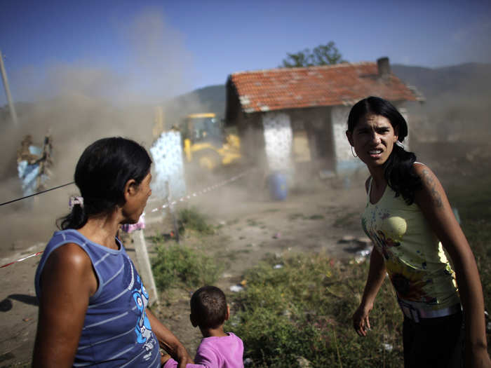 Because Roma often build their houses and shacks illegally, government authorities often evict them and demolish the houses.