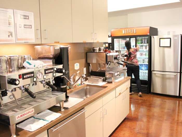 We started our visit to Netflix in the kitchen, which has the standard stuff: Coffee, drinks, etc.